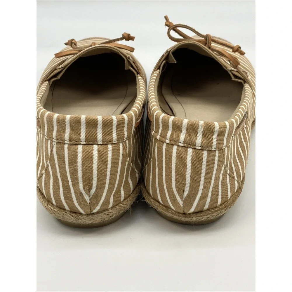 Pierre Dumas 10 M Tan White Striped Boat Shoes Espadrilles Nautical Yacht‎ Prep